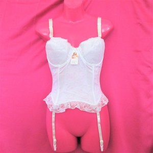 plus size white vintage corset bra size 38c garters lingerie new